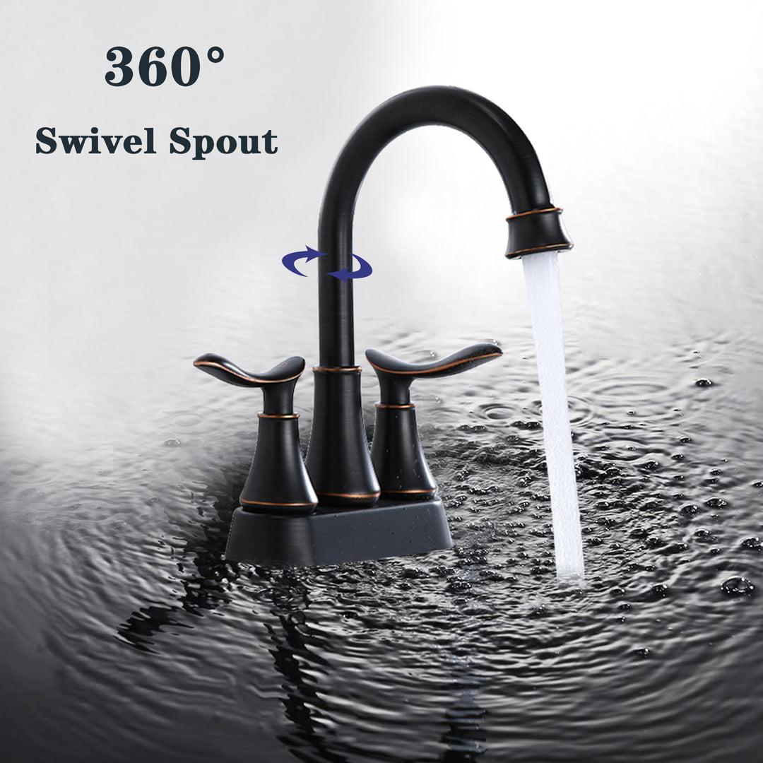 2-Handle 4-Inch Bathroom Vanity Sink Faucets with Pop-up Drain and Supply Hoses