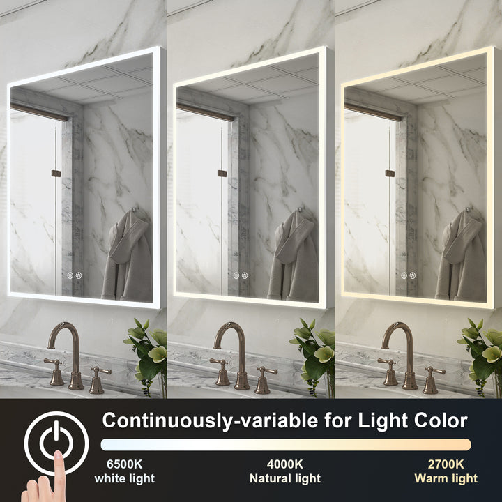 24 in. x 30 in. Rectangular Recessed/Surface Mount Left Medicine Cabinet with Mirror and LED Light