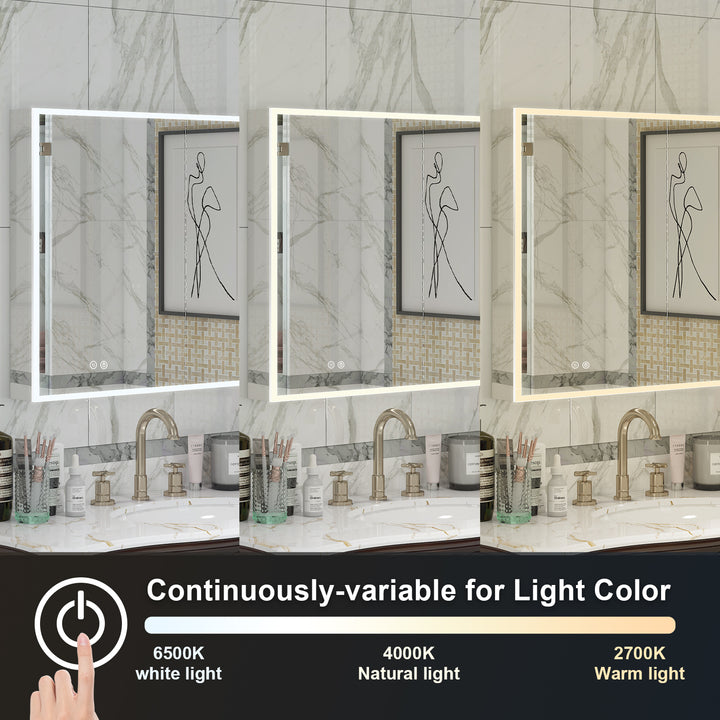 36 in. x 30 in. Rectangular Recessed/Surface Mount Medicine Cabinet with Mirror and LED Light