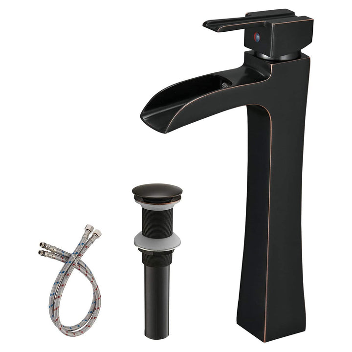 Single Hole Single-Handle Vessel Bathroom Faucet with Pop Up Drain without Overflow