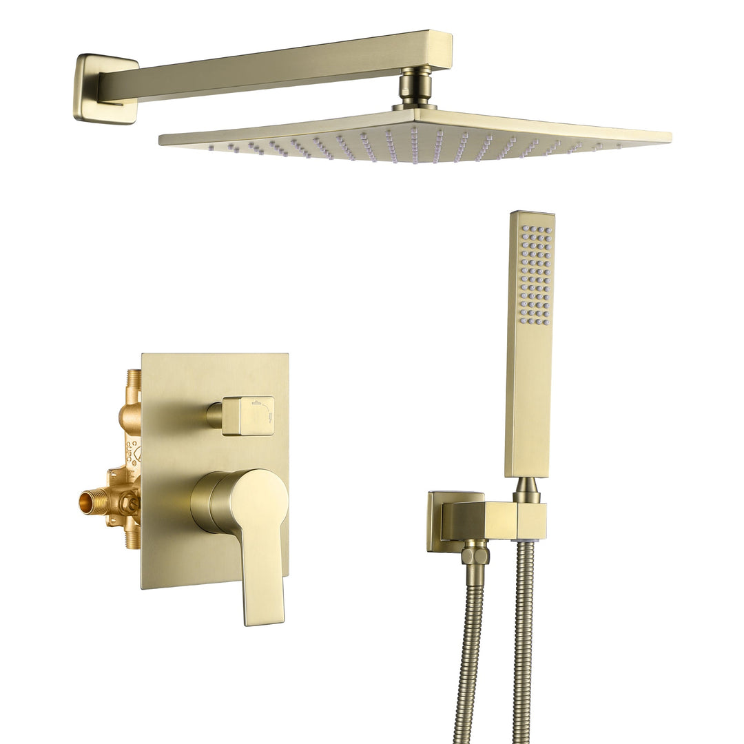 10 inch 2-Spray Patterns with 1.8 GPM Wall Mount Dual Shower Heads with 360-Degree Rotation