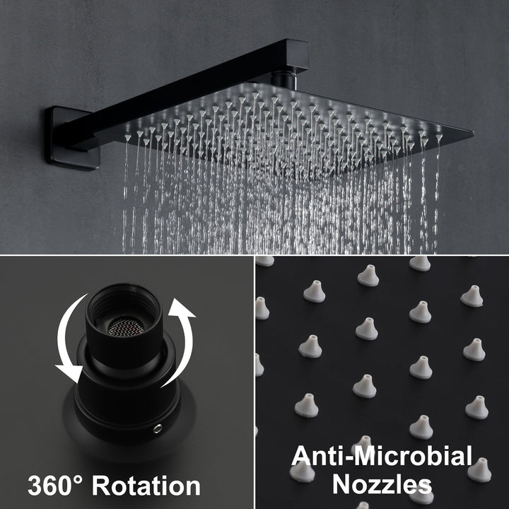 10 inch/ 12 inch   2-Spray Patterns with 1.8 GPM Wall Mount Dual Shower Heads with 360-Degree Rotation
