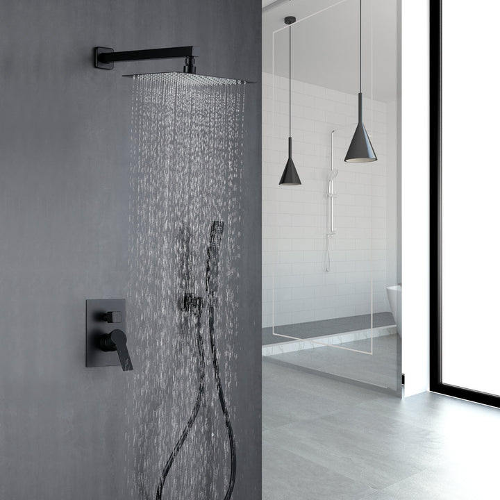 10 inch/ 12 inch   2-Spray Patterns with 1.8 GPM Wall Mount Dual Shower Heads with 360-Degree Rotation