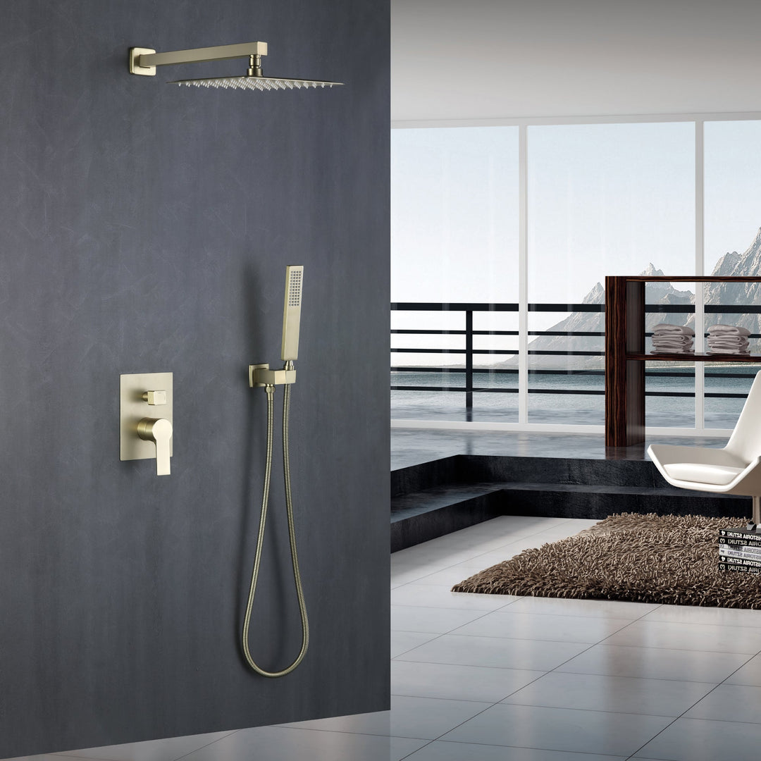 10 inch/ 12 inch   2-Spray Patterns with 1.8 GPM Wall Mount Dual Shower Heads with 360-Degree Rotation