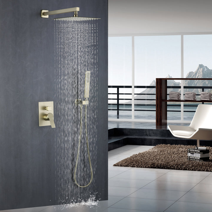 10 inch/ 12 inch   2-Spray Patterns with 1.8 GPM Wall Mount Dual Shower Heads with 360-Degree Rotation