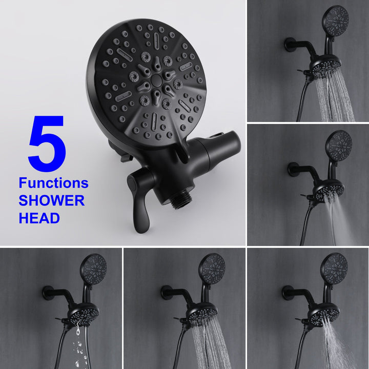 Single-Handle 2-Spray Round High-Pressure Shower Faucet Dual Shower Head Faucet