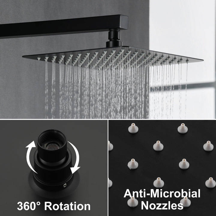 10 in. 1-Spray Patterns with 1.8 GPM Wall Mount Dual Shower Heads with 360-Degree Rotation