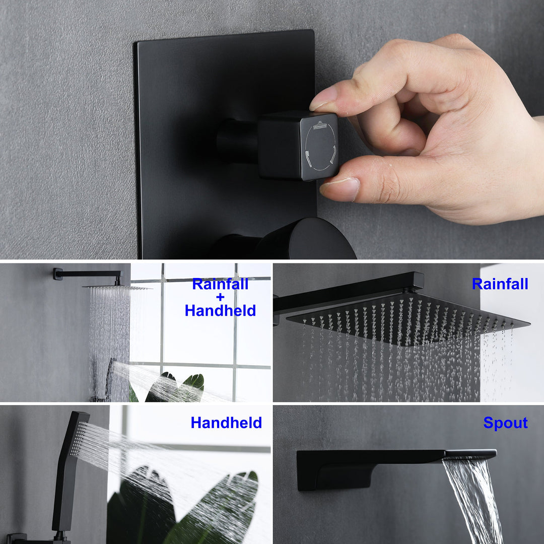 10 in. 1-Spray Patterns with 1.8 GPM Wall Mount Dual Shower Heads with 360-Degree Rotation