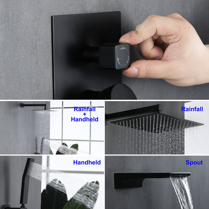 10 in. 1-Spray Patterns with 1.8 GPM Wall Mount Dual Shower Heads with 360-Degree Rotation