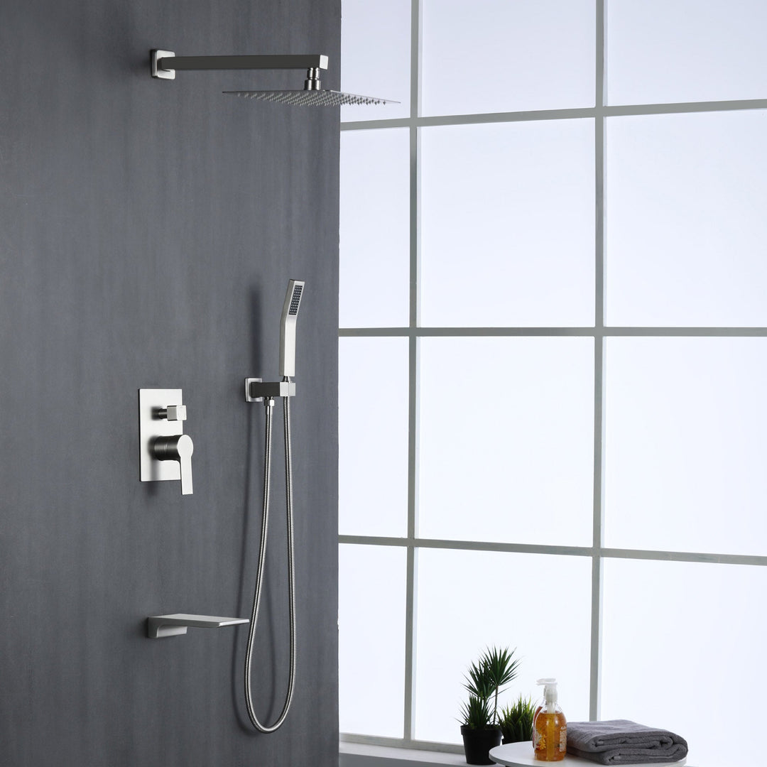 10 in. 1-Spray Patterns with 1.8 GPM Wall Mount Dual Shower Heads with 360-Degree Rotation