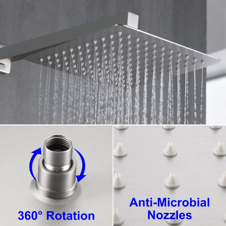 10 in. 1-Spray Patterns with 1.8 GPM Wall Mount Dual Shower Heads with 360-Degree Rotation