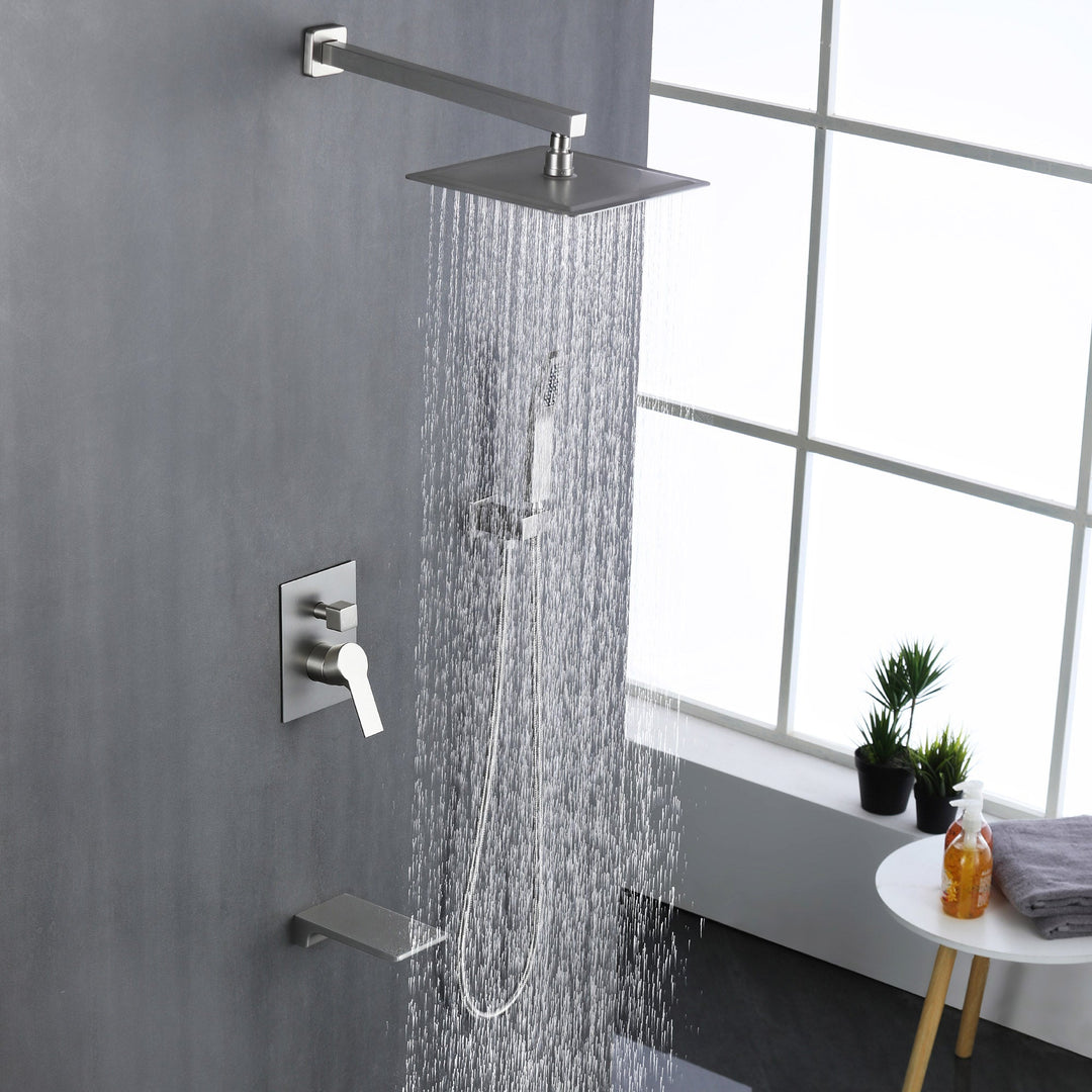 10 in. 1-Spray Patterns with 1.8 GPM Wall Mount Dual Shower Heads with 360-Degree Rotation