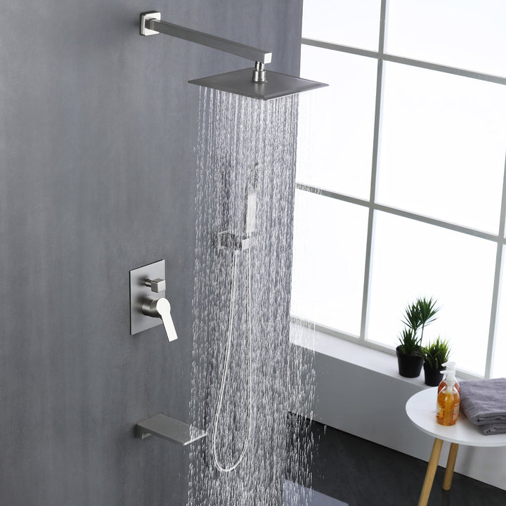 10 in. 1-Spray Patterns with 1.8 GPM Wall Mount Dual Shower Heads with 360-Degree Rotation