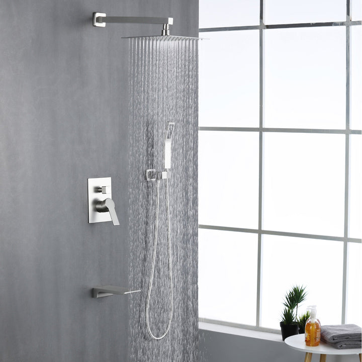 10 in. 1-Spray Patterns with 1.8 GPM Wall Mount Dual Shower Heads with 360-Degree Rotation