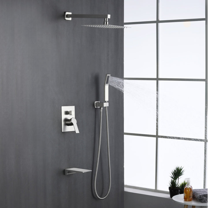 10 in. 1-Spray Patterns with 1.8 GPM Wall Mount Dual Shower Heads with 360-Degree Rotation