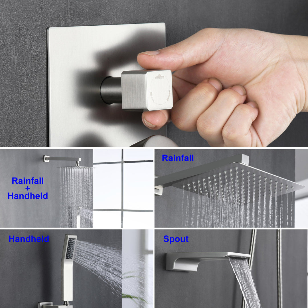10 in. 1-Spray Patterns with 1.8 GPM Wall Mount Dual Shower Heads with 360-Degree Rotation