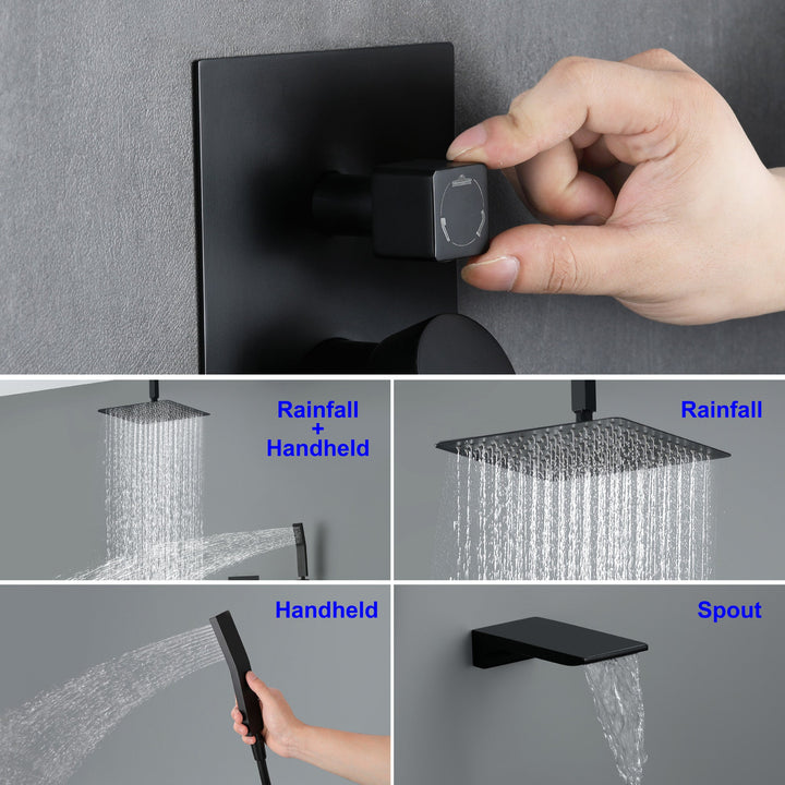12 inch Ceiling Mount Single-Handle 1-Spray Tub and Shower Faucet with 12 in. Fixed Shower Head