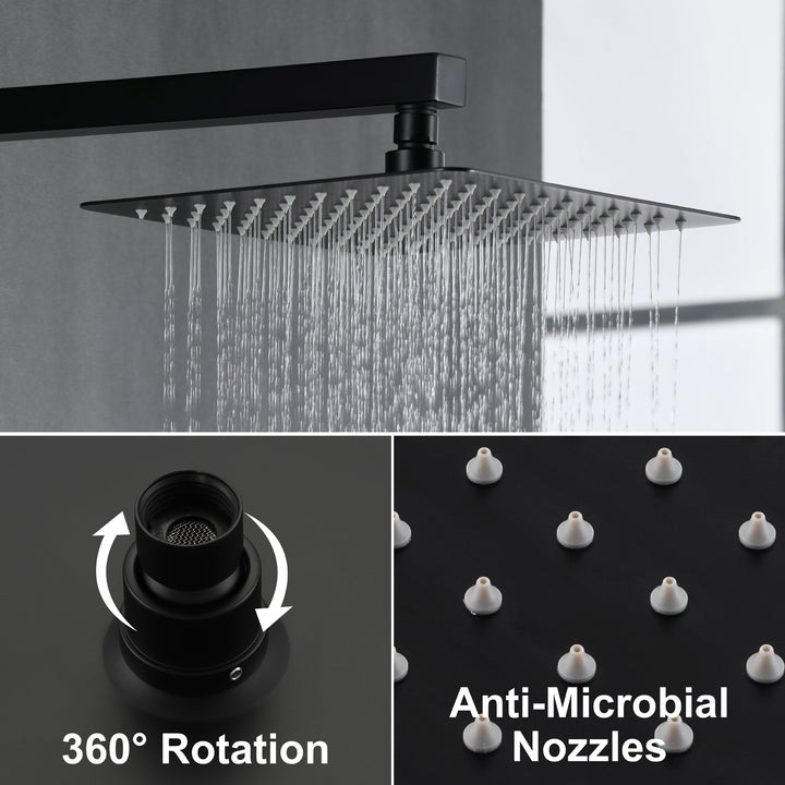 10 in. 3-Spray Patterns with 1.8 GPM Wall Mount Dual Shower Heads with 360-Degree Rotation