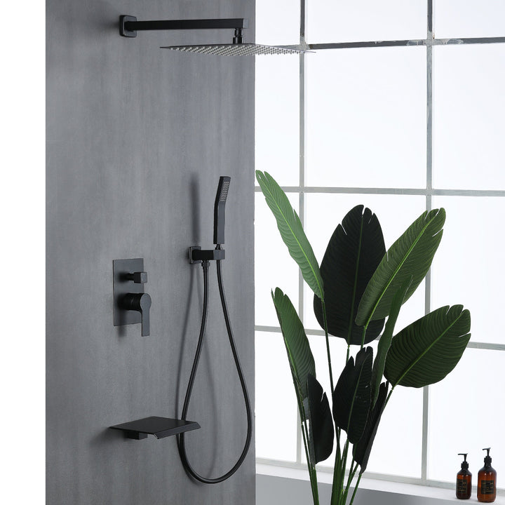10 inch/ 12 inch 3-Spray Patterns with 1.8 GPM Wall Mount Dual Shower Heads with Waterfall Spout