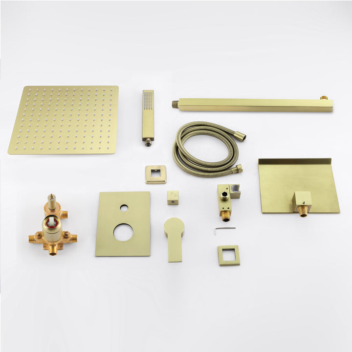 10 inch/ 12 inch 3-Spray Patterns with 1.8 GPM Wall Mount Dual Shower Heads with Waterfall Spout