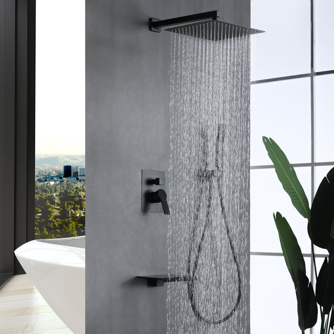 10 inch/ 12 inch 3-Spray Patterns with 1.8 GPM Wall Mount Dual Shower Heads with Waterfall Spout