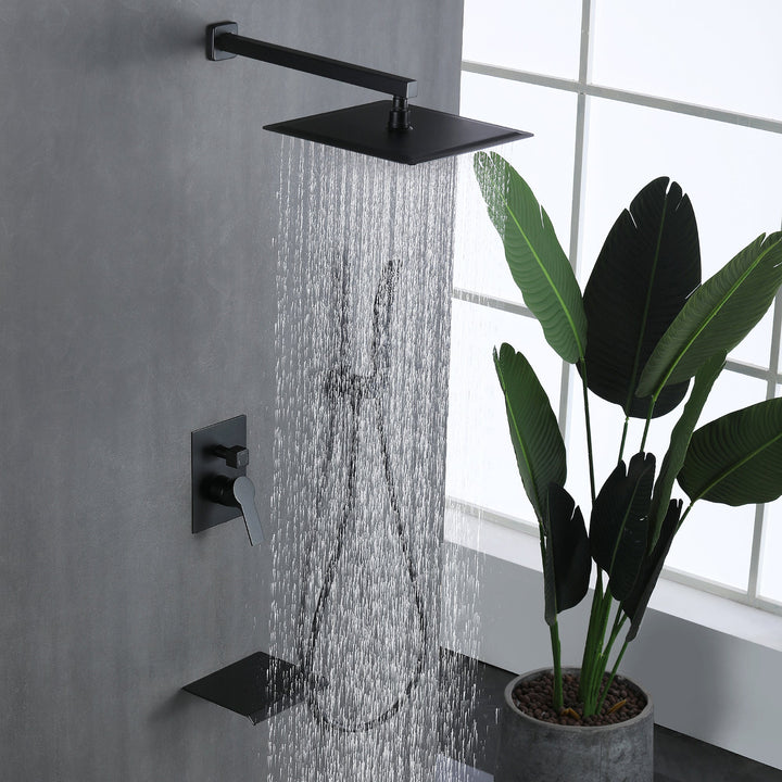 10 inch/ 12 inch 3-Spray Patterns with 1.8 GPM Wall Mount Dual Shower Heads with Waterfall Spout