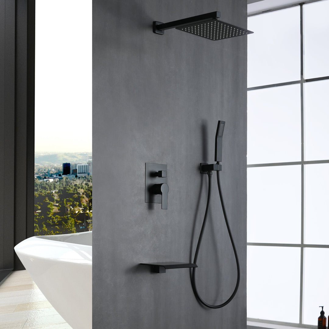 10 inch/ 12 inch 3-Spray Patterns with 1.8 GPM Wall Mount Dual Shower Heads with Waterfall Spout