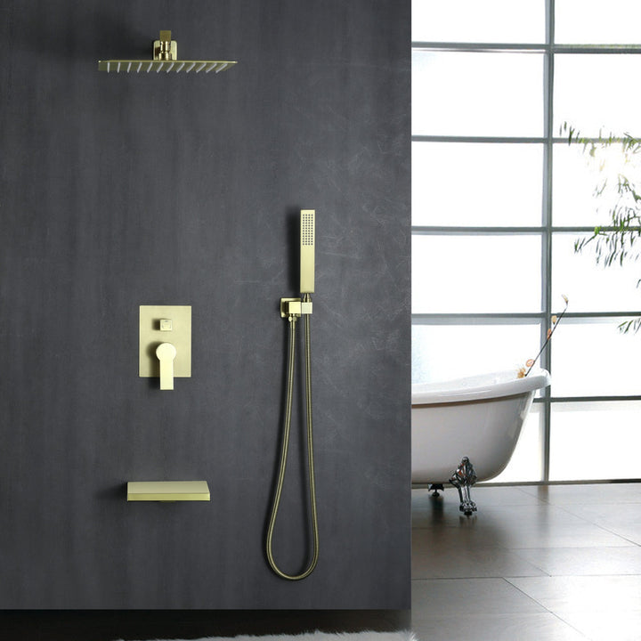 10 inch/ 12 inch 3-Spray Patterns with 1.8 GPM Wall Mount Dual Shower Heads with Waterfall Spout
