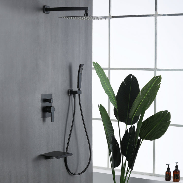 10 inch/ 12 inch 3-Spray Patterns with 1.8 GPM Wall Mount Dual Shower Heads with Waterfall Spout