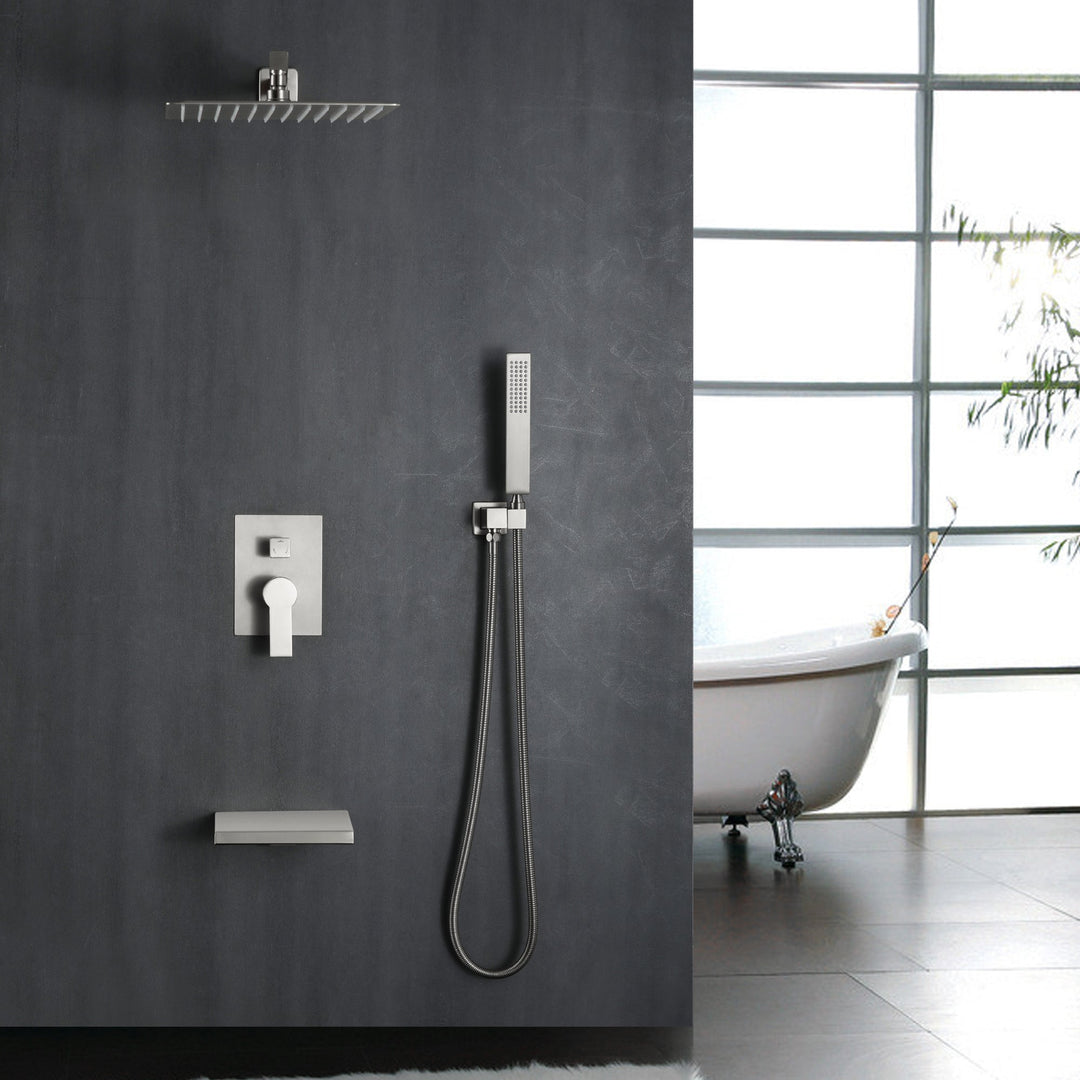 10 inch/ 12 inch 3-Spray Patterns with 1.8 GPM Wall Mount Dual Shower Heads with Waterfall Spout