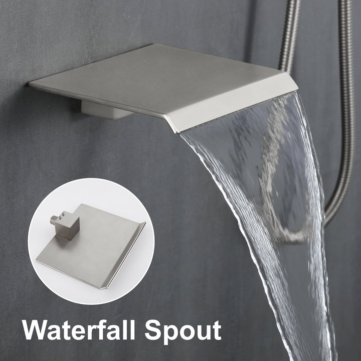 10 inch/ 12 inch 3-Spray Patterns with 1.8 GPM Wall Mount Dual Shower Heads with Waterfall Spout