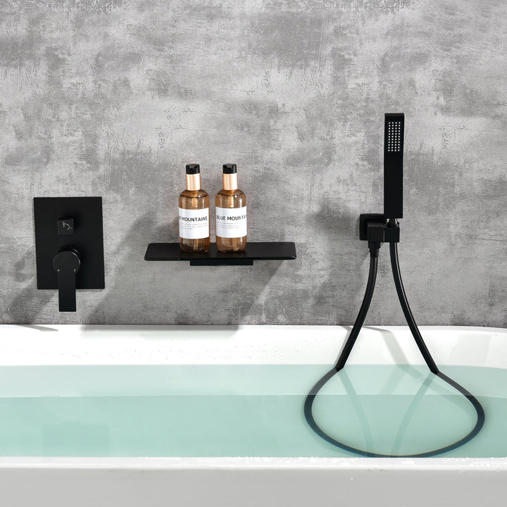 Single-Handle Wall Mount Roman Tub Faucet with Hand Shower