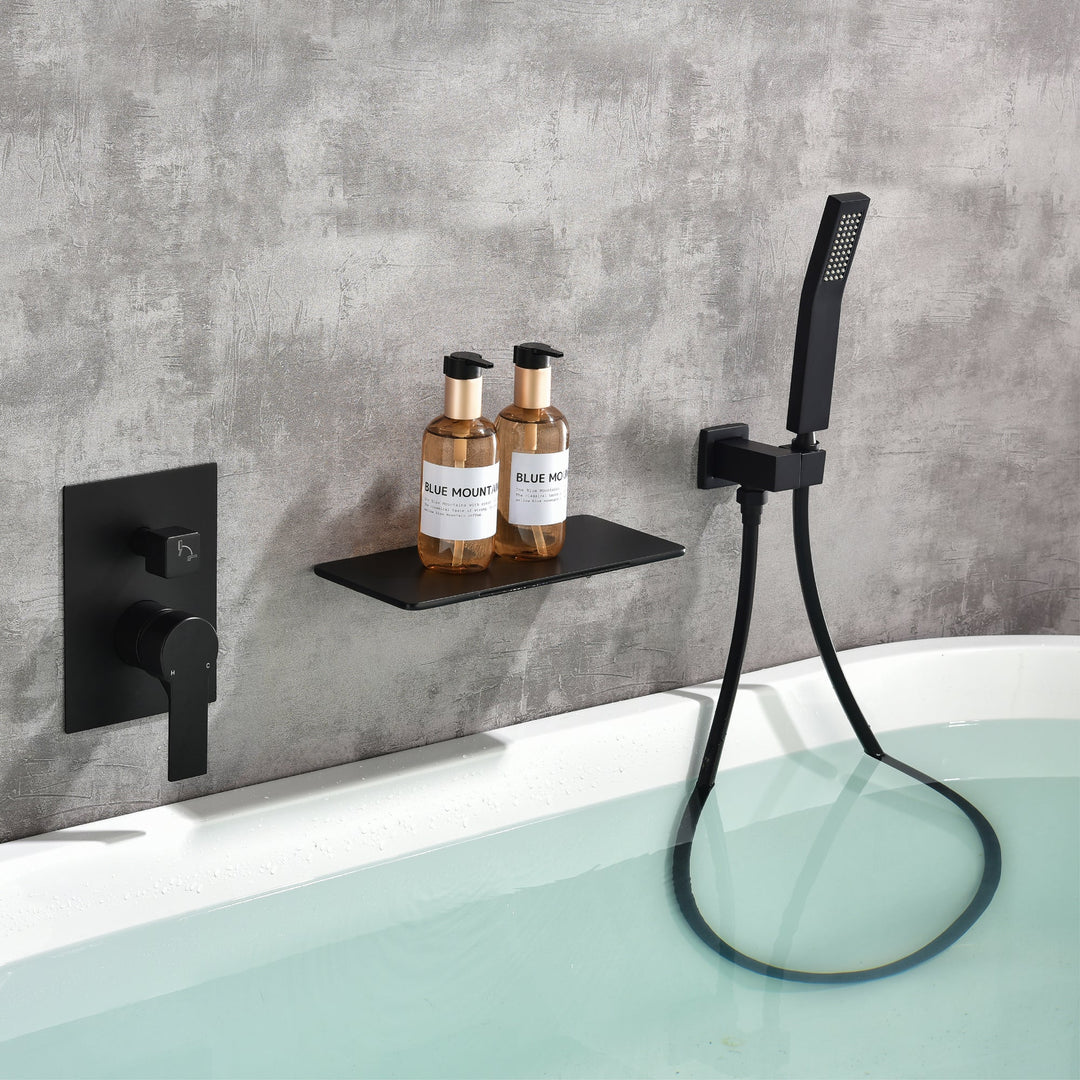 Single-Handle Wall Mount Roman Tub Faucet with Hand Shower