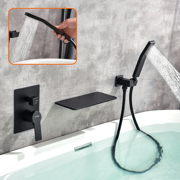 Single-Handle Wall Mount Roman Tub Faucet with Hand Shower