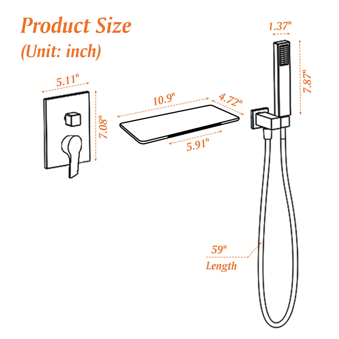 Single-Handle Wall Mount Roman Tub Faucet with Hand Shower