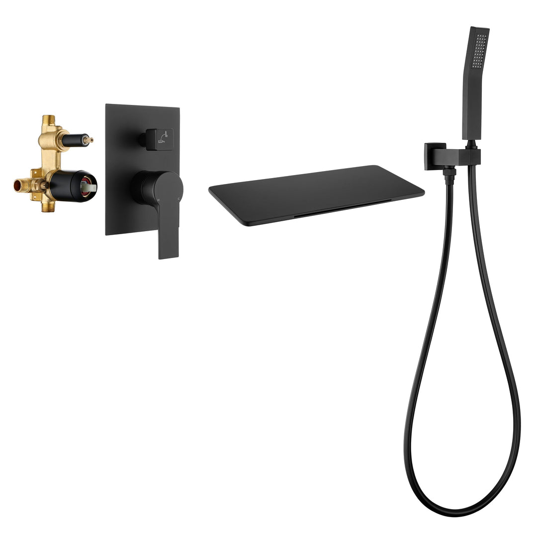 Single-Handle Wall Mount Roman Tub Faucet with Hand Shower