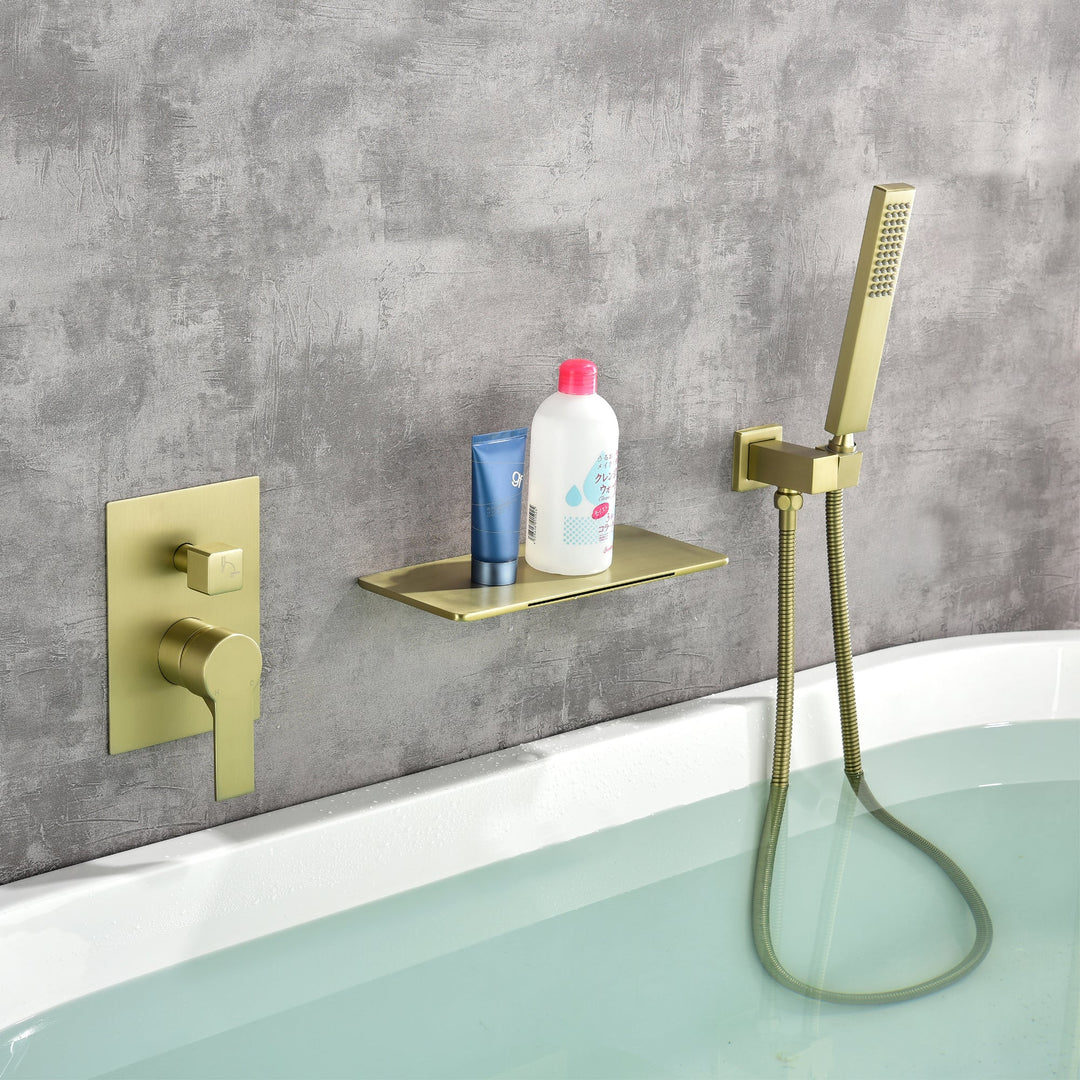 Single-Handle Wall Mount Roman Tub Faucet with Hand Shower