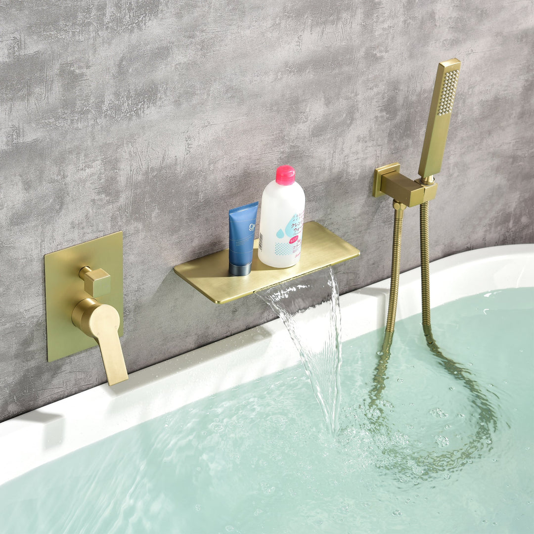 Single-Handle Wall Mount Roman Tub Faucet with Hand Shower