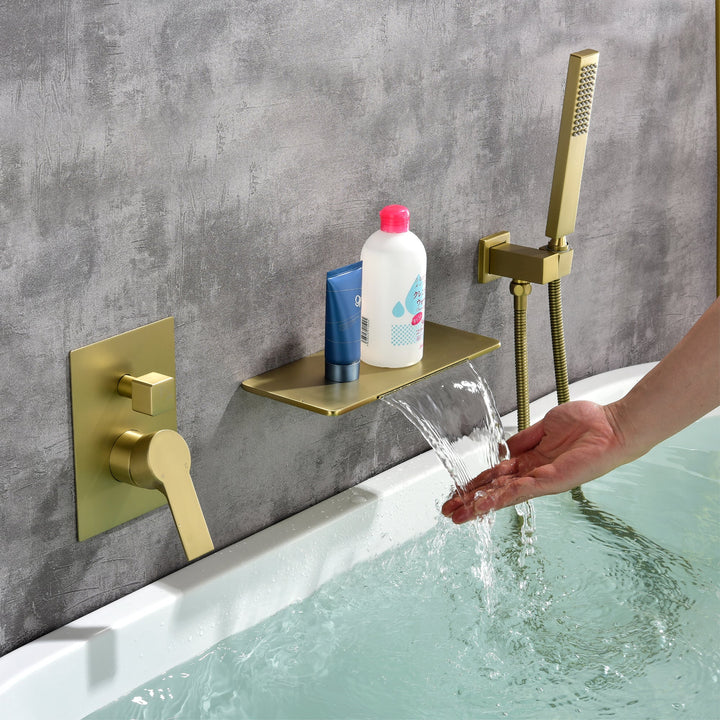 Single-Handle Wall Mount Roman Tub Faucet with Hand Shower