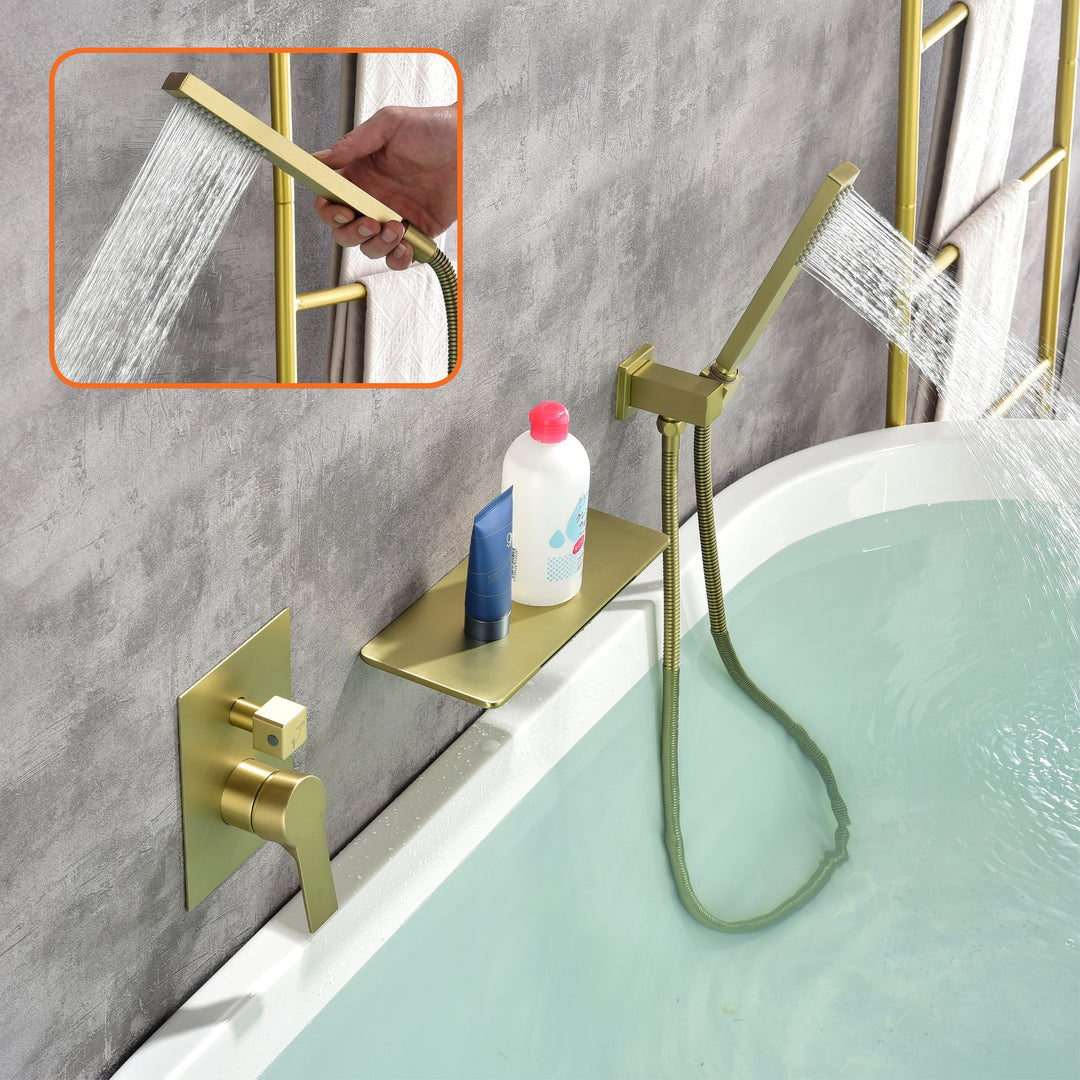 Single-Handle Wall Mount Roman Tub Faucet with Hand Shower