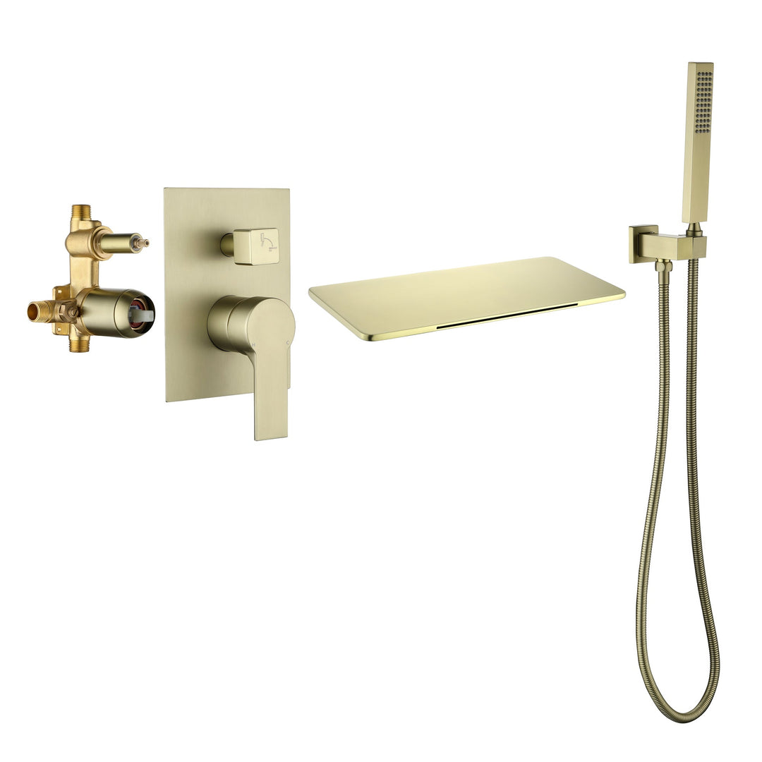 Single-Handle Wall Mount Roman Tub Faucet with Hand Shower