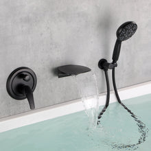 Single-Handle Wall Mount Roman Tub Faucet with Round Hand Shower