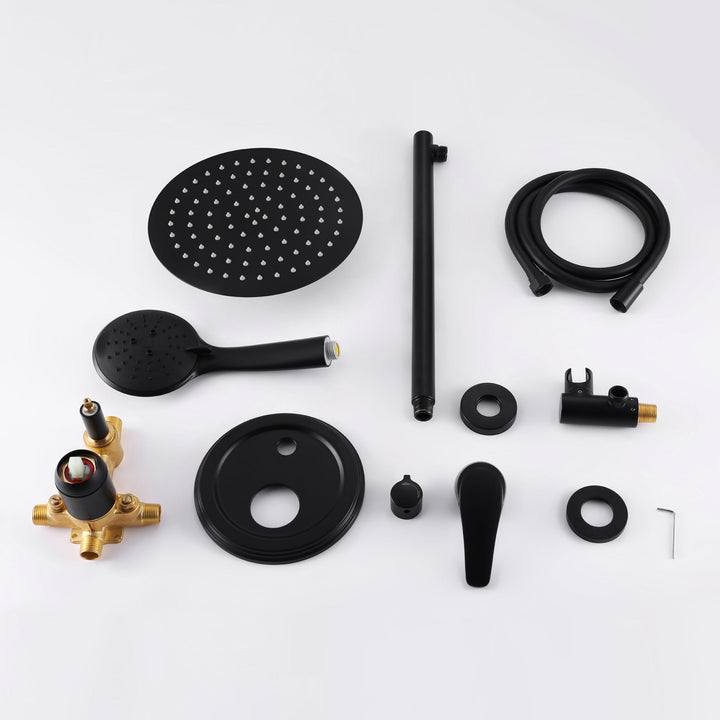 9inch/10inch/12inch 2-Spray Patterns with 1.8 GPM Wall Mount Dual Shower Heads with Hand Shower
