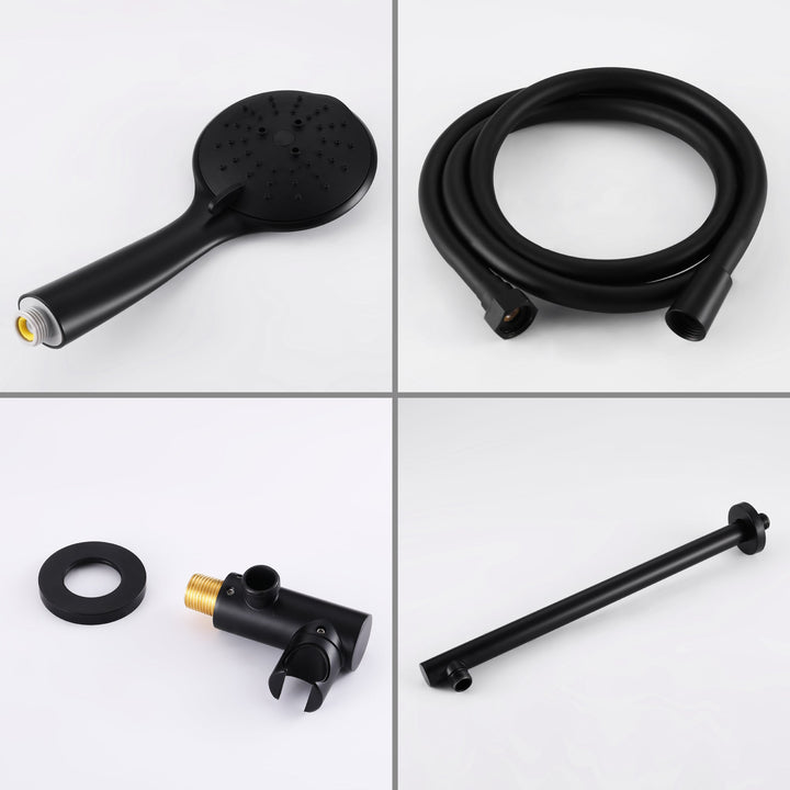 9inch/10inch/12inch 2-Spray Patterns with 1.8 GPM Wall Mount Dual Shower Heads with Hand Shower