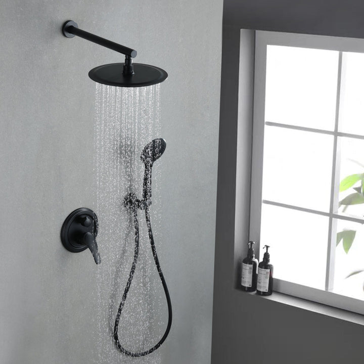 9inch/10inch/12inch 2-Spray Patterns with 1.8 GPM Wall Mount Dual Shower Heads with Hand Shower