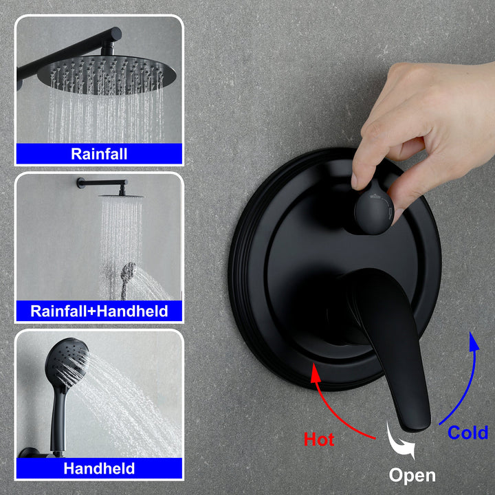 9inch/10inch/12inch 2-Spray Patterns with 1.8 GPM Wall Mount Dual Shower Heads with Hand Shower