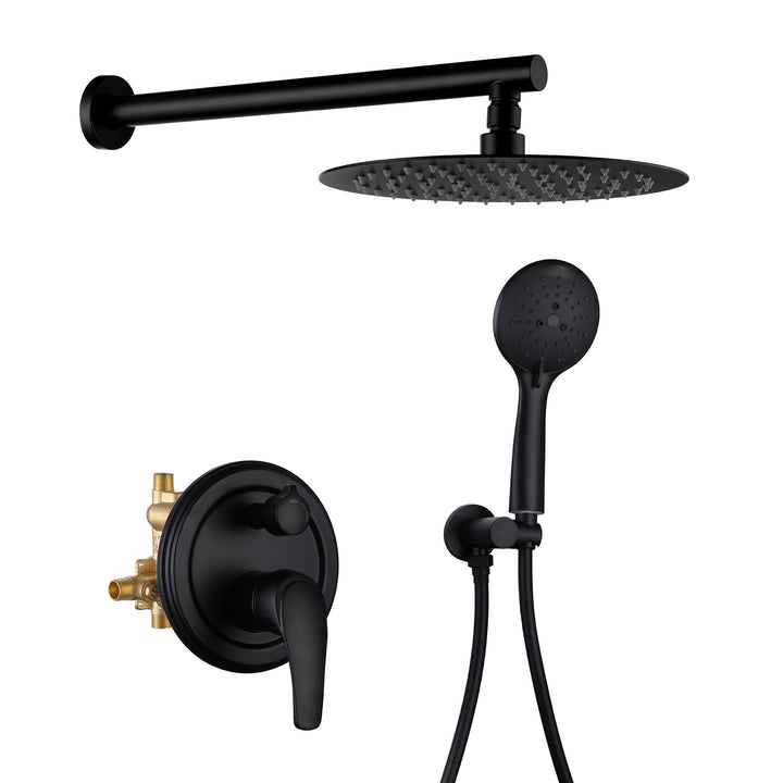 9inch/10inch/12inch 2-Spray Patterns with 1.8 GPM Wall Mount Dual Shower Heads with Hand Shower
