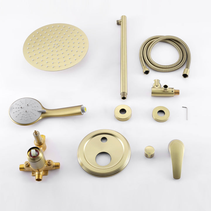 9inch/10inch/12inch 2-Spray Patterns with 1.8 GPM Wall Mount Dual Shower Heads with Hand Shower
