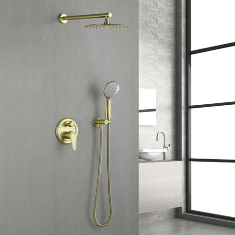 9inch/10inch/12inch 2-Spray Patterns with 1.8 GPM Wall Mount Dual Shower Heads with Hand Shower