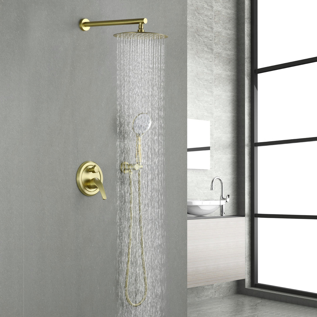 9inch/10inch/12inch 2-Spray Patterns with 1.8 GPM Wall Mount Dual Shower Heads with Hand Shower